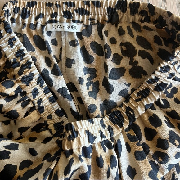 Ronny Kobo Leopard Cheetah Print Pull On Pants S-M - Picture 2 of 9